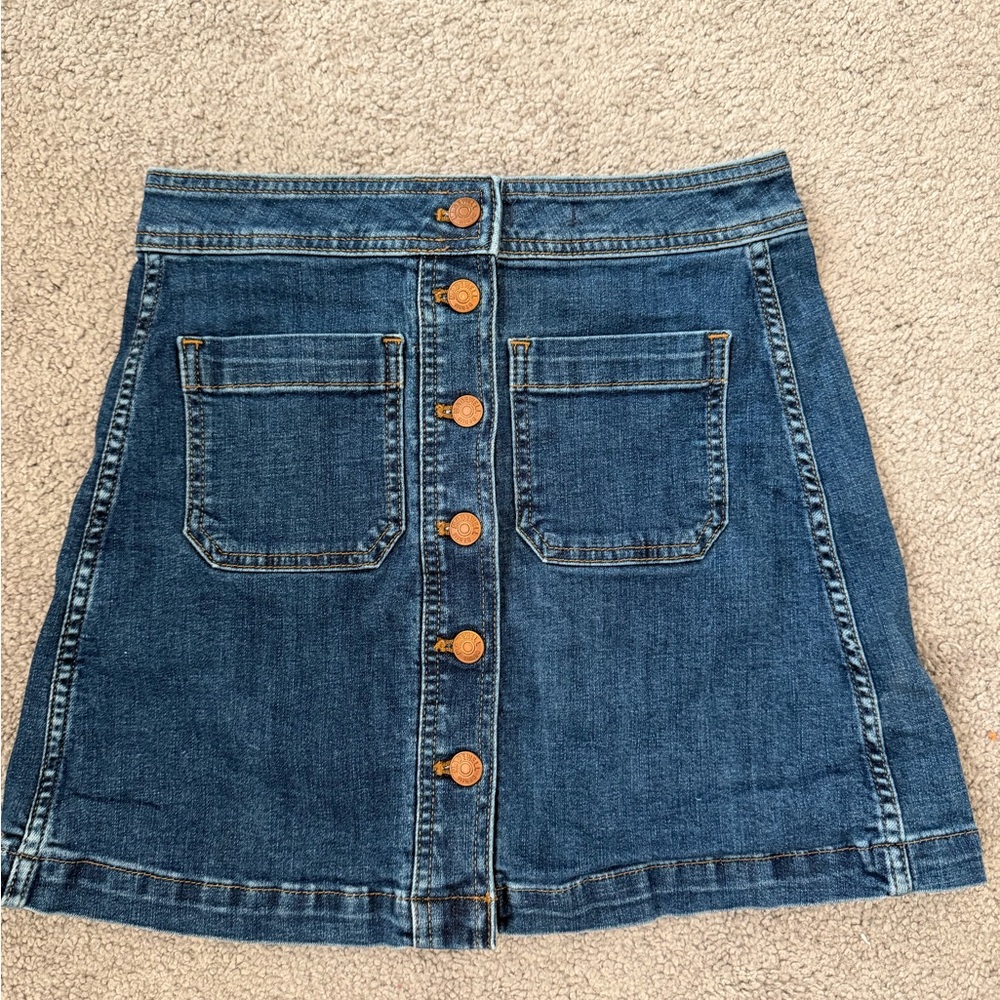 Madewell Blue Denim Mini Skirt with Button Front